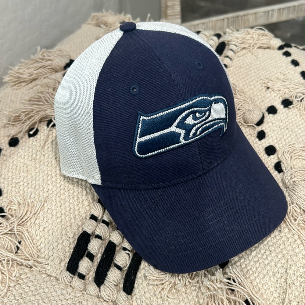 Seattle Seahawks adjustable hat navy and sparkly white